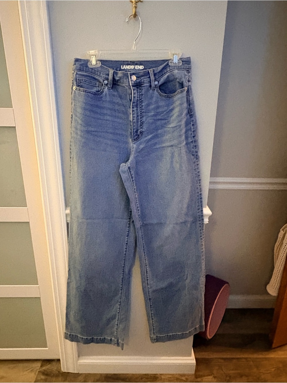 Lands' End High-Rise Wide Leg Jeans in Light Blue Wash